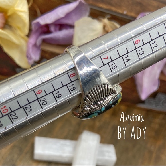 Navajo turquoise statement gem ring/Navajo turquoise ring/ souwestern jewelry - Picture 7 of 15